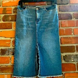 CHARLOTTE RUSSE Denim Skirt with Fringe